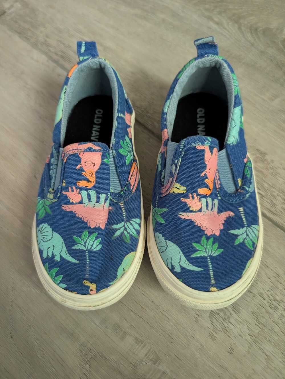 Old Navy Canvas Slip-On Sneakers Toddler Boys Blue Dinosaur Print Size 6